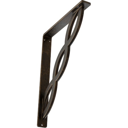 Ekena Millwork Loera Wrought Iron Bracket, (Single center brace), Antiqued Brass 1 1/2"W x 10"D x 12"H BKTM01X10X12SLOABS
